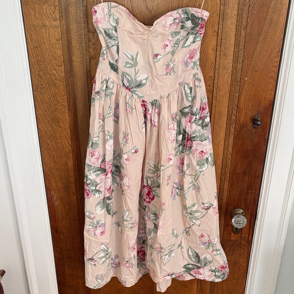 Urban Outfitters Strapless Floral Dress - Pink and Green